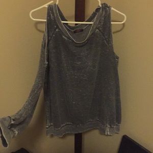 Cold Shoulder Distressed Sweater